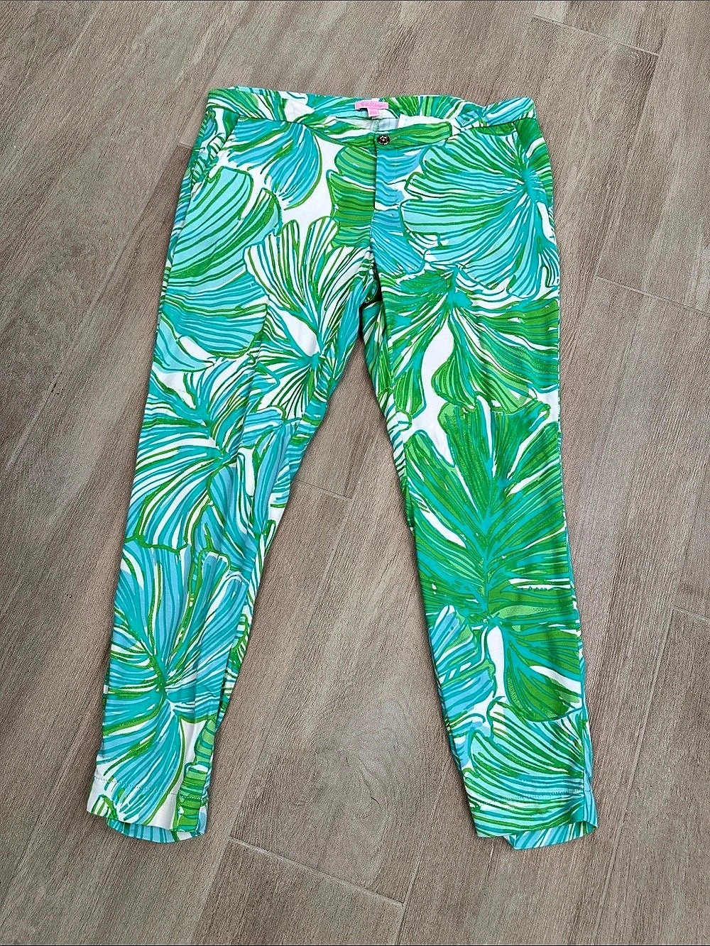 Lilly Pulitzer Printed Ankle Pants in Green & Blue Size 14 Like New